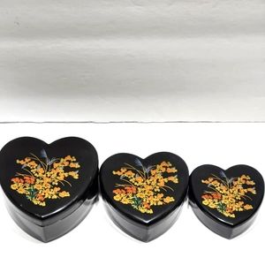 Vintage Nesting Boxes Heart Shaped Mushrooms Floral